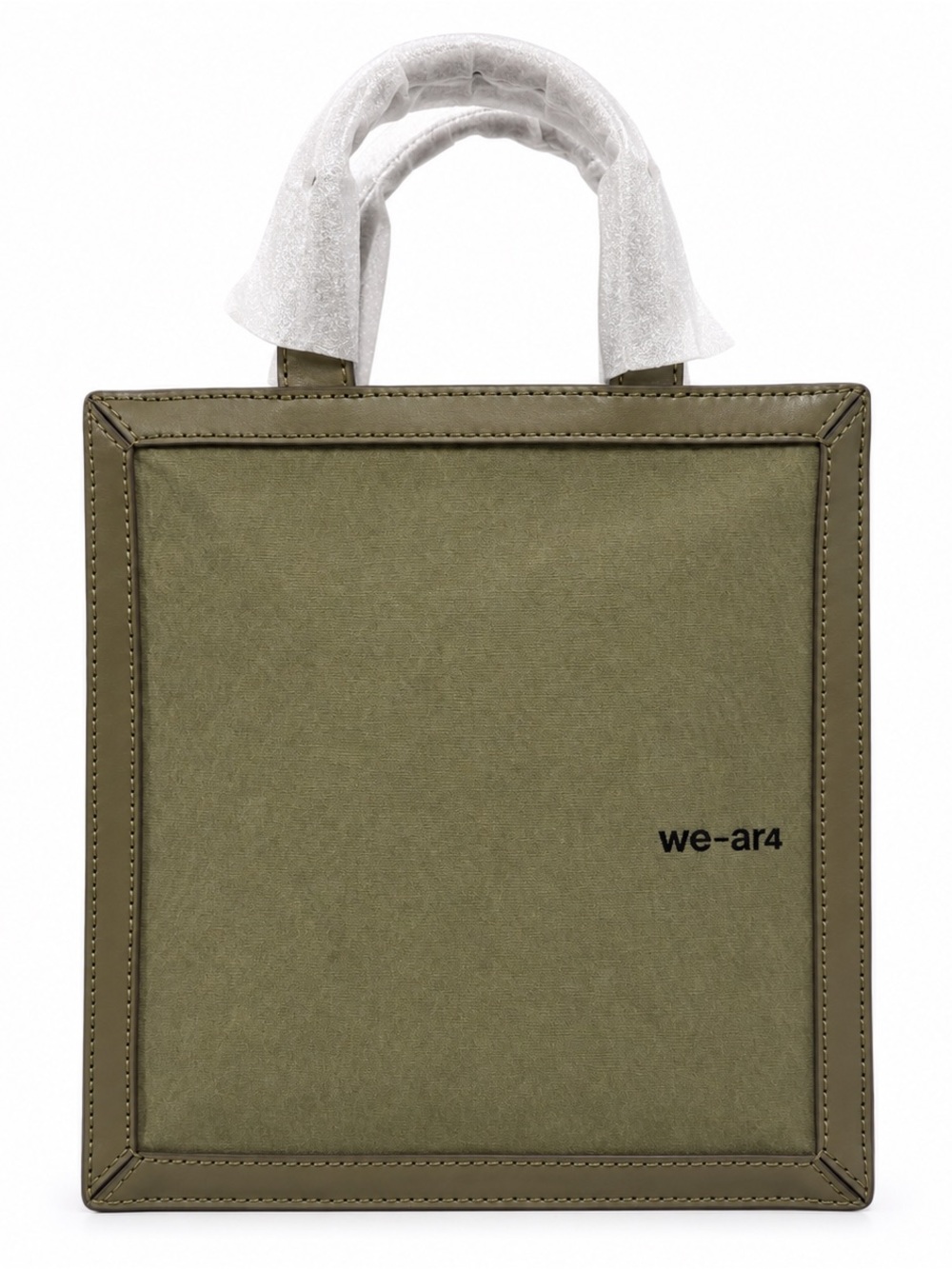 WE-AR4 Olive Green Structured Mini Tote Bag NWT Modern Minimalist Top Handle
